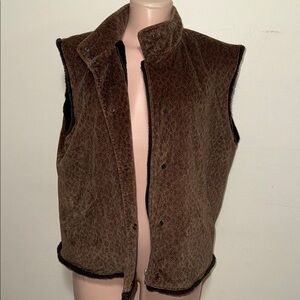 Jones New York Sport Vest Gold-Brown Soft Animal Print woman size medium vintage